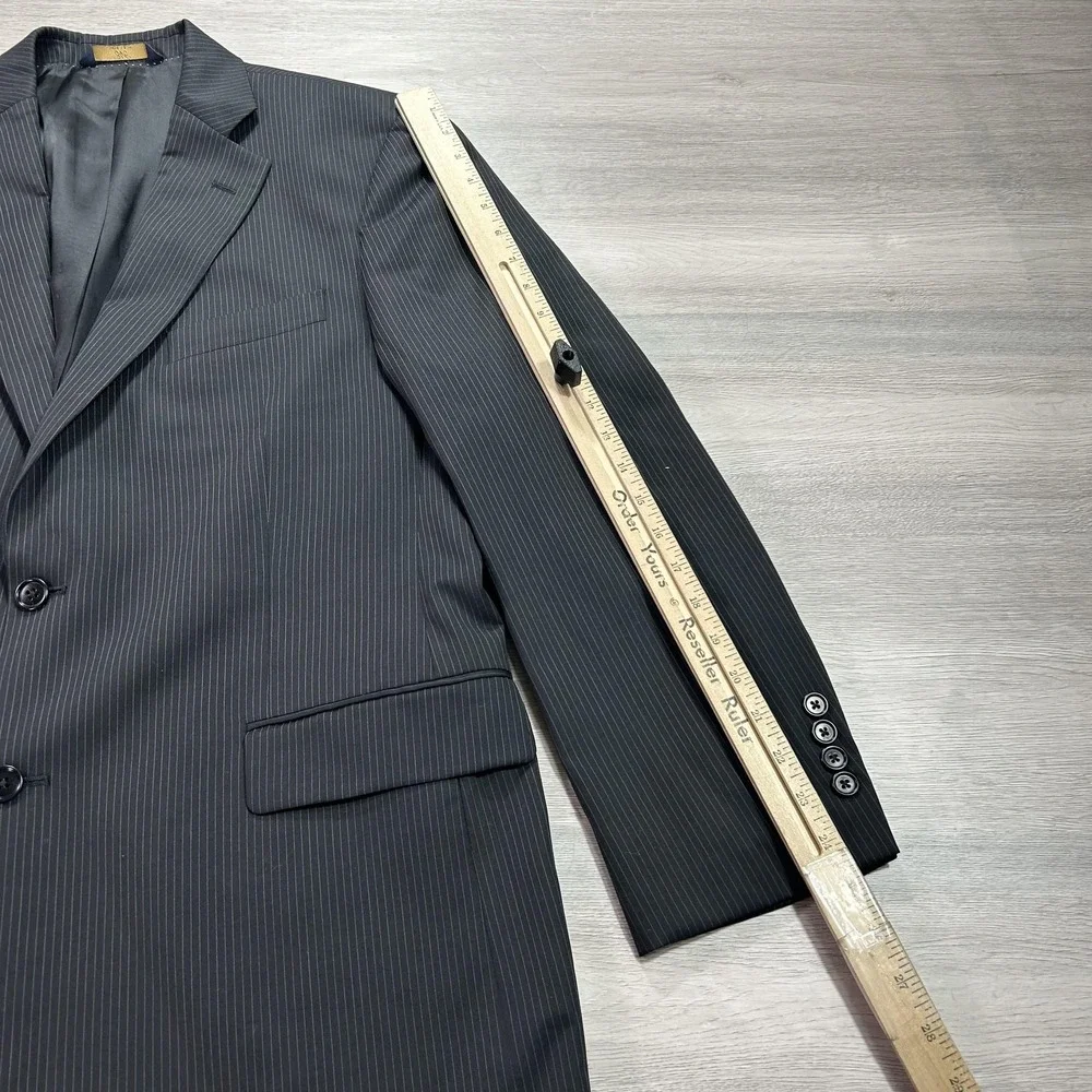Brooks Brothers Blazer Mens 43R Gray Pinstripe 346 Stretch Wool Blend Two Button